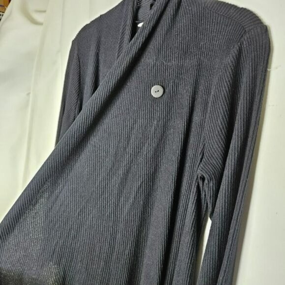 Logo Lounge Lori Goldstein Womens Black Ribbed Open Front Cardigan Sweater S - Picture 4 of 12